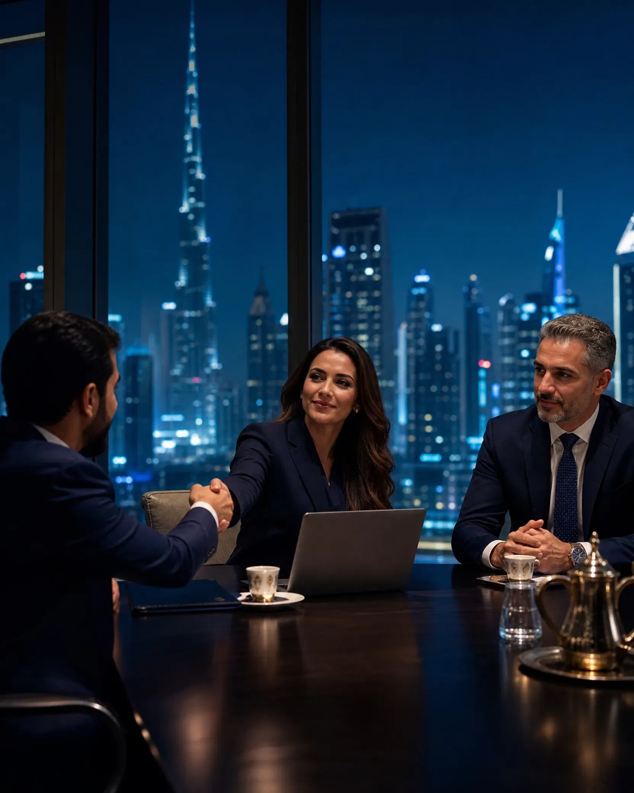 Gulf business partnership — Dubai skyline
